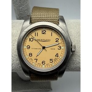 Burtucci A-3T Vintage 42 Titanium New Battery Mens Watch 42MM 9" Nylon Band